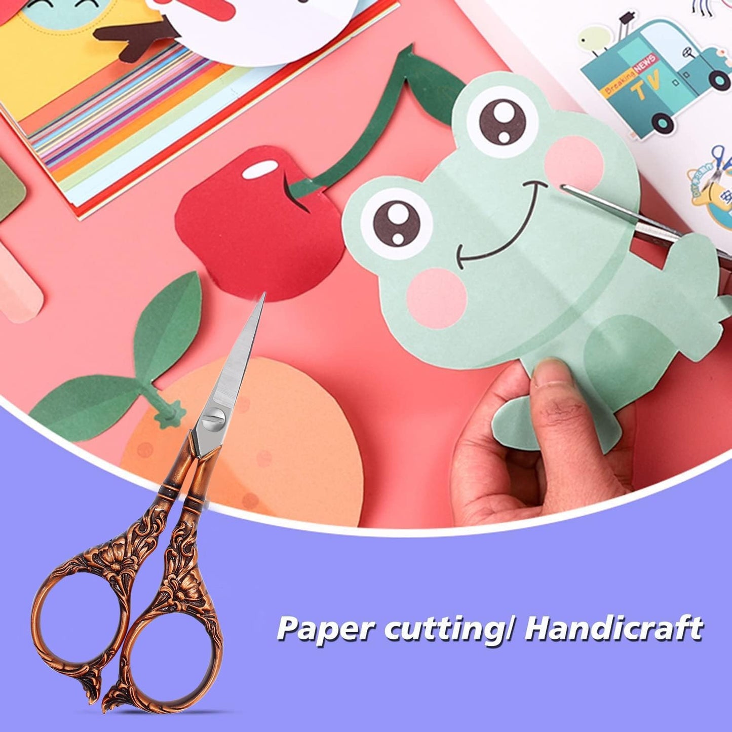 BIHRTC 4.5Inch Vintage Crochet Embroidery Scissors Small Sharp Pointed Stainless Steel Scissors for Sewing Craft Needwork Needpoint Artwork DIY Tool Scissor Bronze Scissor