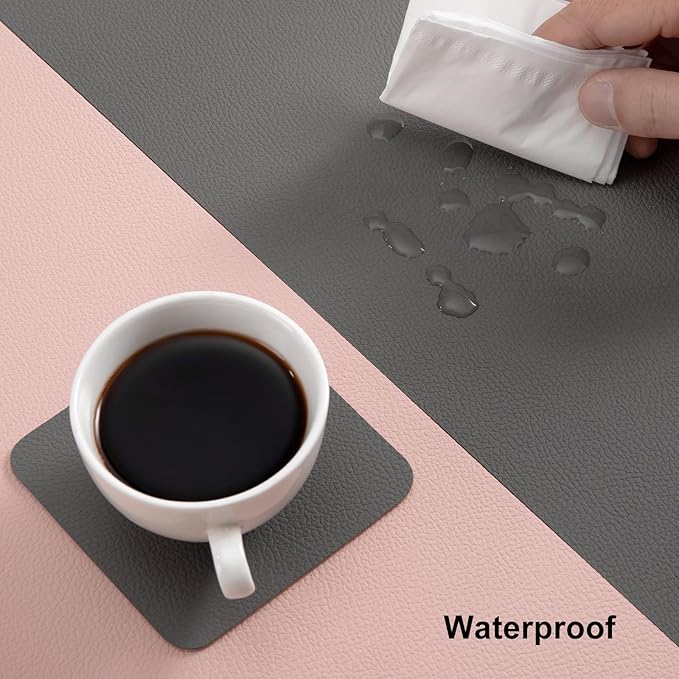 Myir JUN Table Runner Double Sided Vinyl Runner Table 94 Inch Long Runner for Table Washable Waterproof Non-Slip for Home Decorations Gray Pink,12 x 94 inch