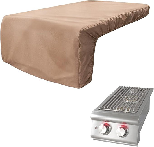Cover for Blaze Premium LTE Built-in Double Side Burners - 2SBBICV,Heavy Duty 600D Waterproof Outdoor Grill Burner Cover with Plush Lining,Suitable 24''L x 13''W x 11''H,Khaki