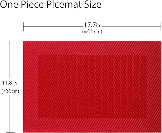 Vinyl Placemats Heat-Resistant Table Mats Washable Easy Clean Plastic Placemats for Dining Table Set of 4(Red)