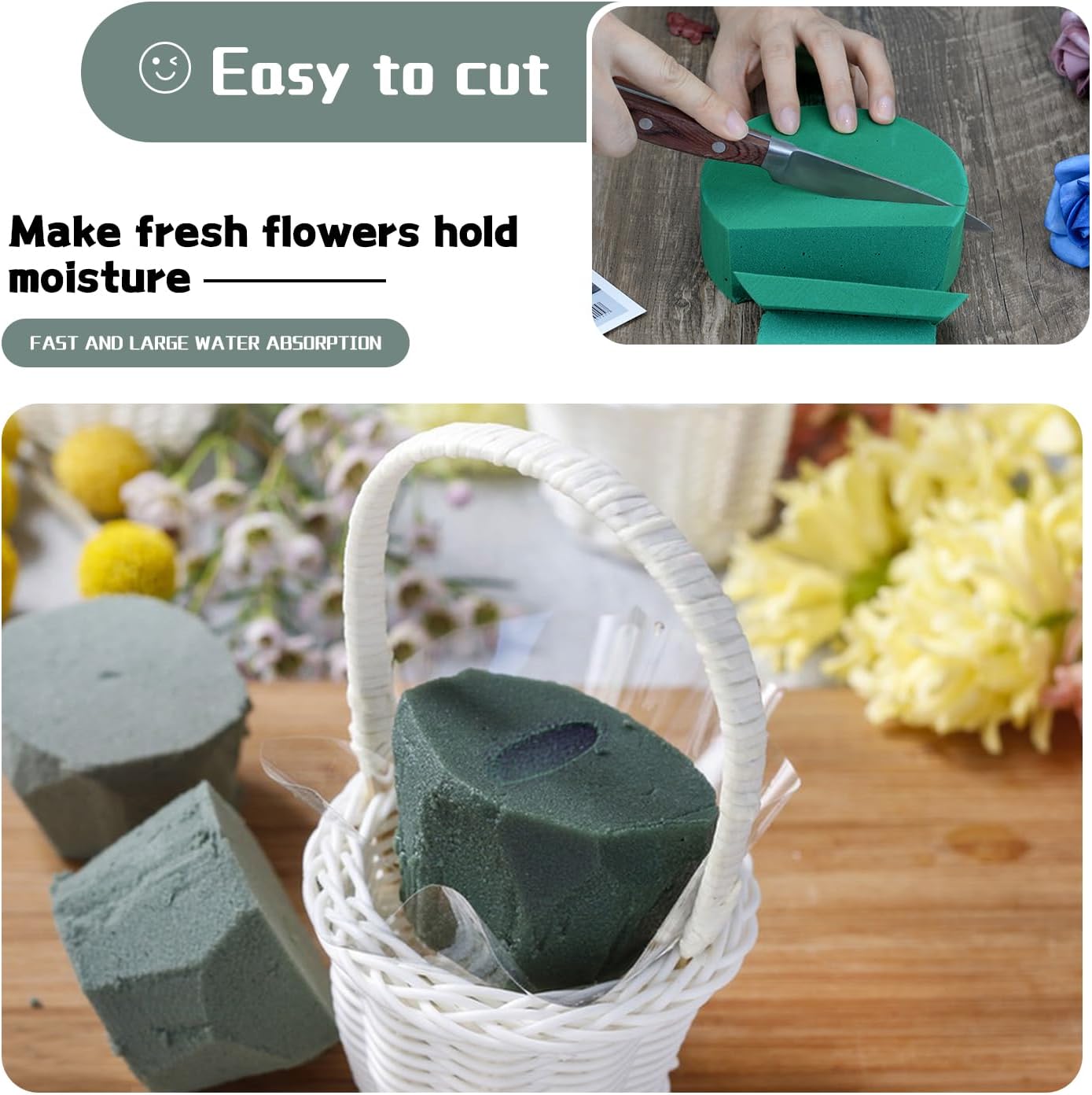 4Pcs Floral Foam Round SUPKING 3.2" Small Green Wet Dry Flower Foam Blocks Florist Plant Foam for Artificial and Fresh Flower Arrangement