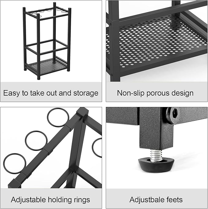 Garden Tool Organizer, Metal Yard Tool Tower Rack for Garage Organization and Storage, Heavy Duty Garden Tool Organizer for Yard, Patio, Shed, Indoors and Outdoors(Black)