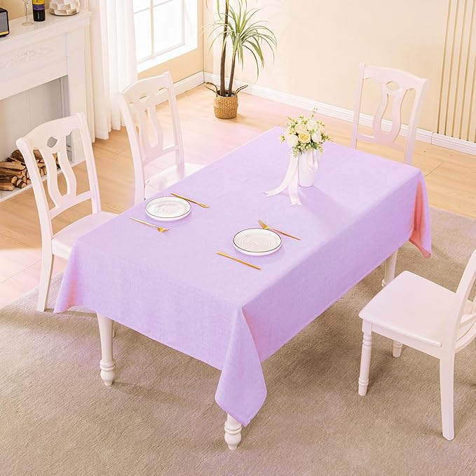 BALCONY & FALCON Rectangle Tablecloth Washable Wrinkle Resistant and Water Proof Table Cloth Decorative Linen Fabric Tablecloths for Dining Parties Kitchen Wedding and Outdoor Use (Lavender, 55x70)