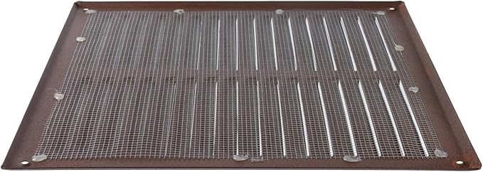 Square Ventilation Grille / 10" x 10" Inch Inside Measurement/Brown Metal Air Vent Louver - Inside/Outside use / 11.6" x 11.6" Inch Outer Measurement