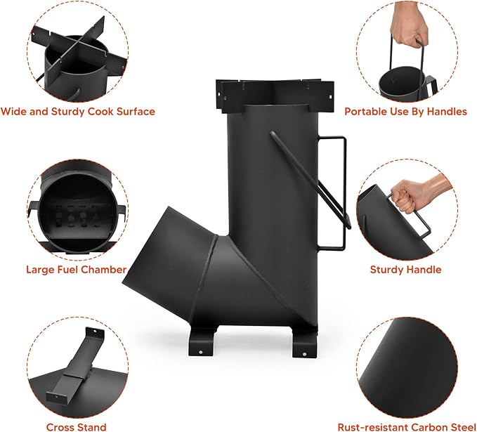 Stanbroil Portable Rocket Stove Cooking Ovens, Wood Burning Stove for Outdoor Cooking, Backyard, Camp Cooking and Off-Grid