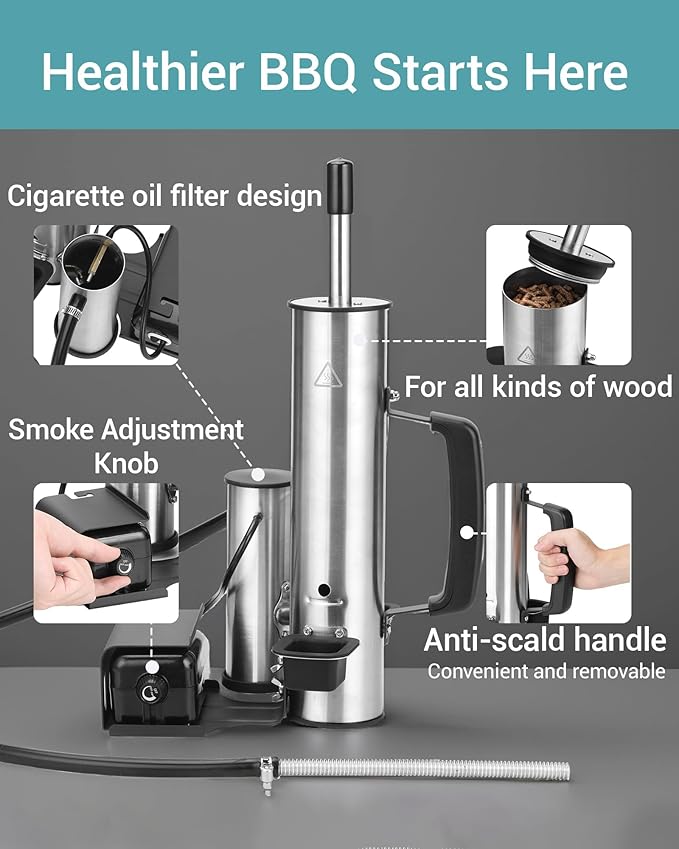Cold Smoke Generator for BBQ Grills, Hot/Cold Smoker for Cheese, Meat & Fish, Works with Wood Pellets and Chips Cold Smoker and for Creating Your Own DIY Smoking Chamber, Great Gift for Men & Fathers