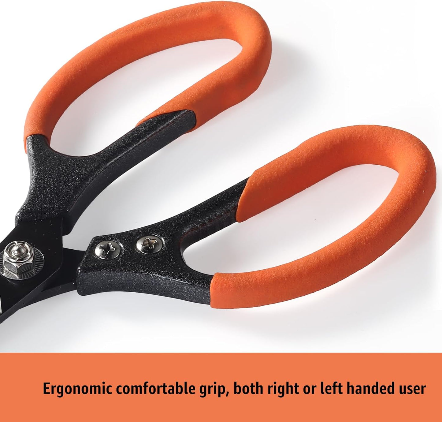 Heavy Duty All Purpose Scissors, Stainless Steel Blades, Black Orange Comfort Grip Handle, 8.5 Inch Professional Multipurpose Utility Sharp Shears for Kitchen, Garden, Office, Craft, Sewing