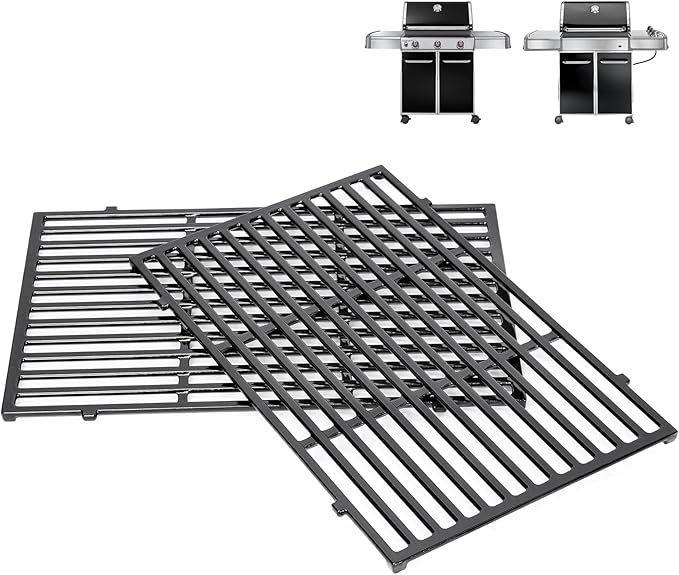 QuliMetal 19.5" Grill Grates for Weber Genesis 300 Series, Genesis E310, E320, E330, S310, S320, S330, Replace for Weber 7524, 7528, Porcelain-Enameled Cast Iron Grill Grates