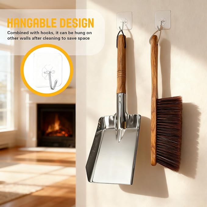 Fireplace Ash Shovel and Brush Set, with Insulated Gloves. Fireplace Tools Set with Shovel, Broom - for Fireplaces, Wood Stoves 37 * 10CM 14.57 * 3.94"