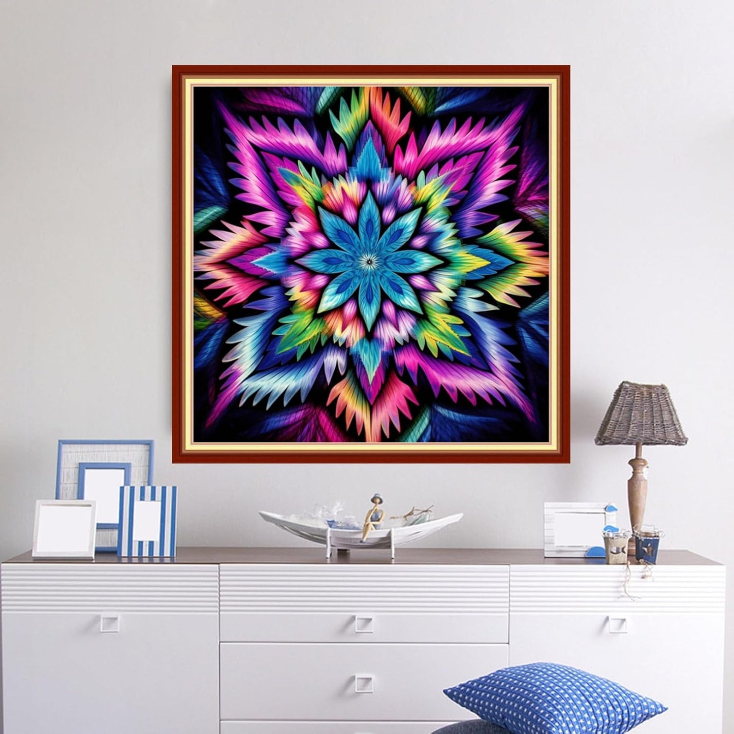 Dooxvey Cross Stitch Kits for Adults Beginners - Full Range of Stamped Kits with 11CT Cross Stitch Patterns - Colorful Mandala 18x18 inch