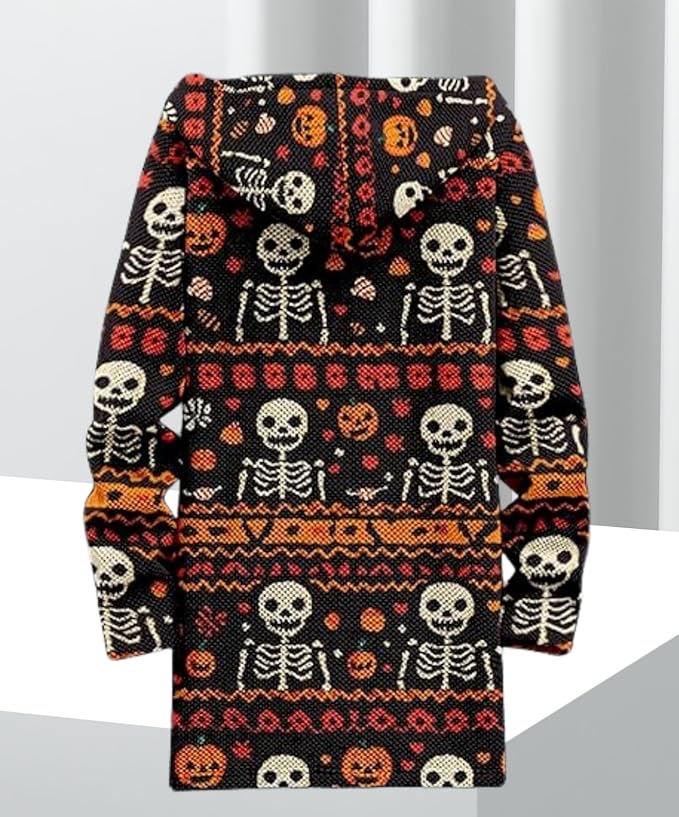 Men's Hooded Sweater Coat Knit Fleece Lined Long Cardigan Jacket with Zip Front Pocket Vintage Casual Zip Up