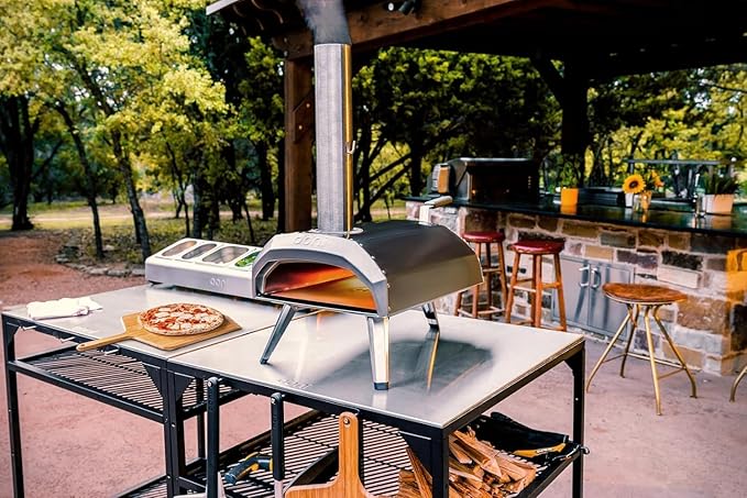 ooni Large Modular Outdoor Table - 31x31x35 Inch Stainless Steel Pizza Oven Stand, Barbecue Cart, Outdoor Pizza Station