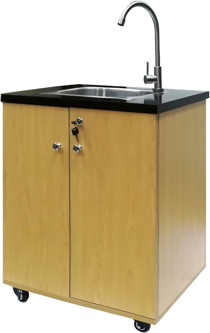 FixtureDisplays® Portable Sink Self Contained Hand Wash Station Mobile Sink Water Fountain Portable Sink Water Supply w/Pump 110V Power Caulk All Places to Water Proof 18536NEW
