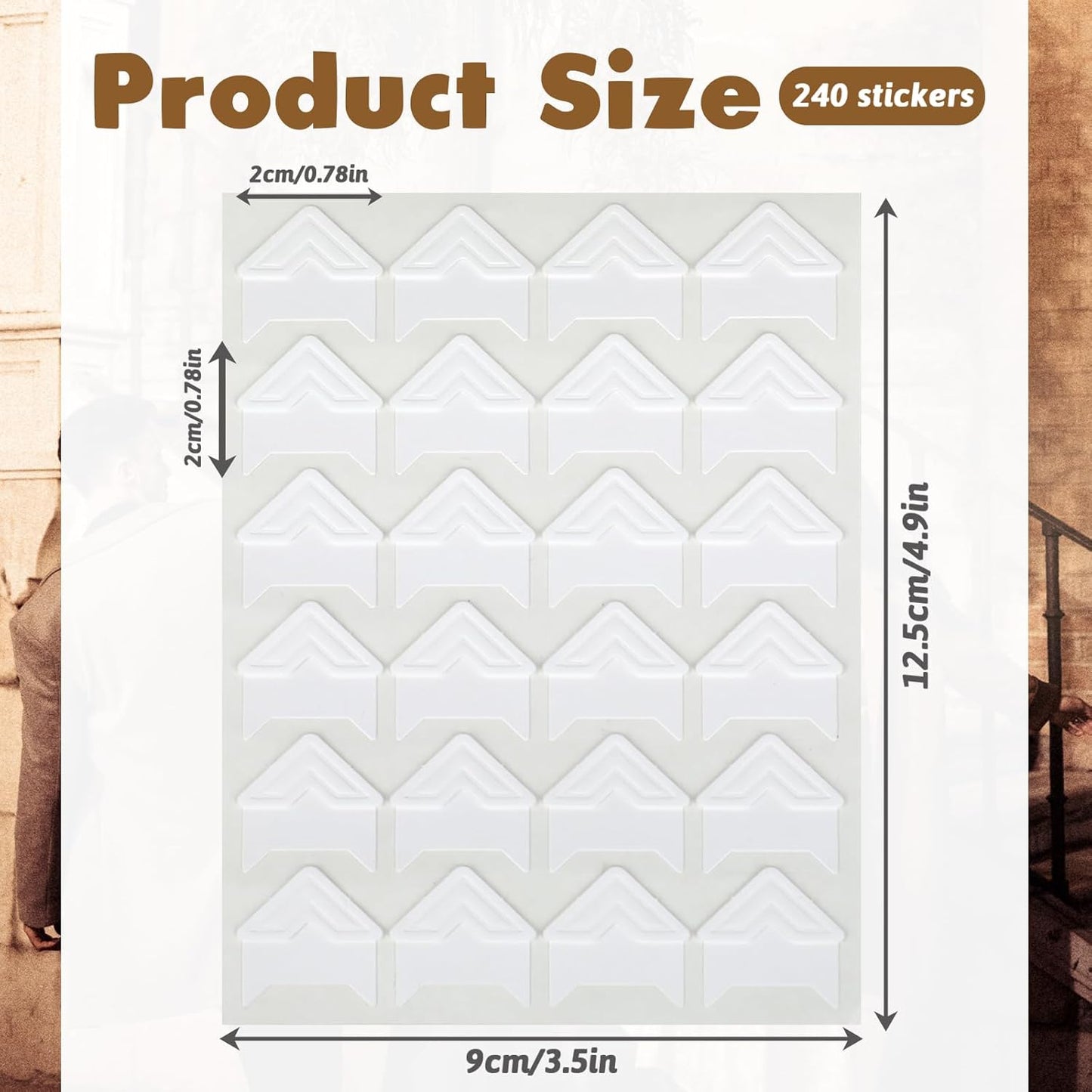 240 Pcs Photo Corners Self Adhesive Picture Corners for Scrapbooking, White Photo Corner Stickers, Photo Mounting Corners for DIY Scrapbook, Photo Album, Journal, 10 Sheets