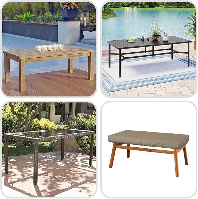 Covers & All Rectangle Table Top Cover, 12 Oz Waterproof UV & Weather Resistant Patio Table Cover, Outdoor Table Cover for Patio Furniture (75" L x 40" W x 5" H, Beige)