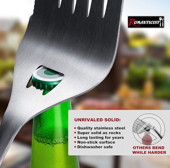 ROMANTICIST 4pcs Heavy Duty Grill Accessories for Top Chef - Professional Grill Tool Set & Basic BBQ Tools for Backyard Restaurant Outdoor Kitchen - Deluxe Grill Gift for Dad on Father’s Day Christmas