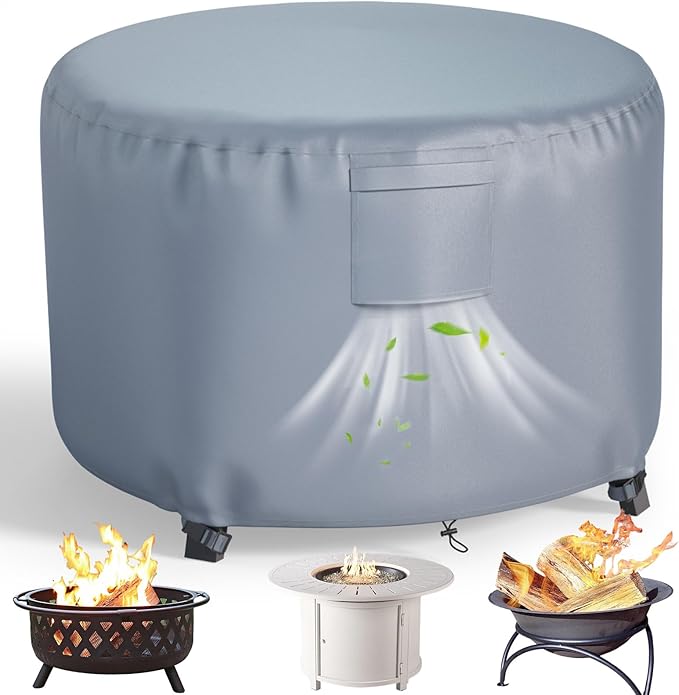 Chinchilla Heavy Duty 36 Inch Round Fire Pit Cover - 100% Waterproof & Weatherproof, Durable All-Season Protection for 33/34/35/36 Inch Propane Fire Pits and Tables