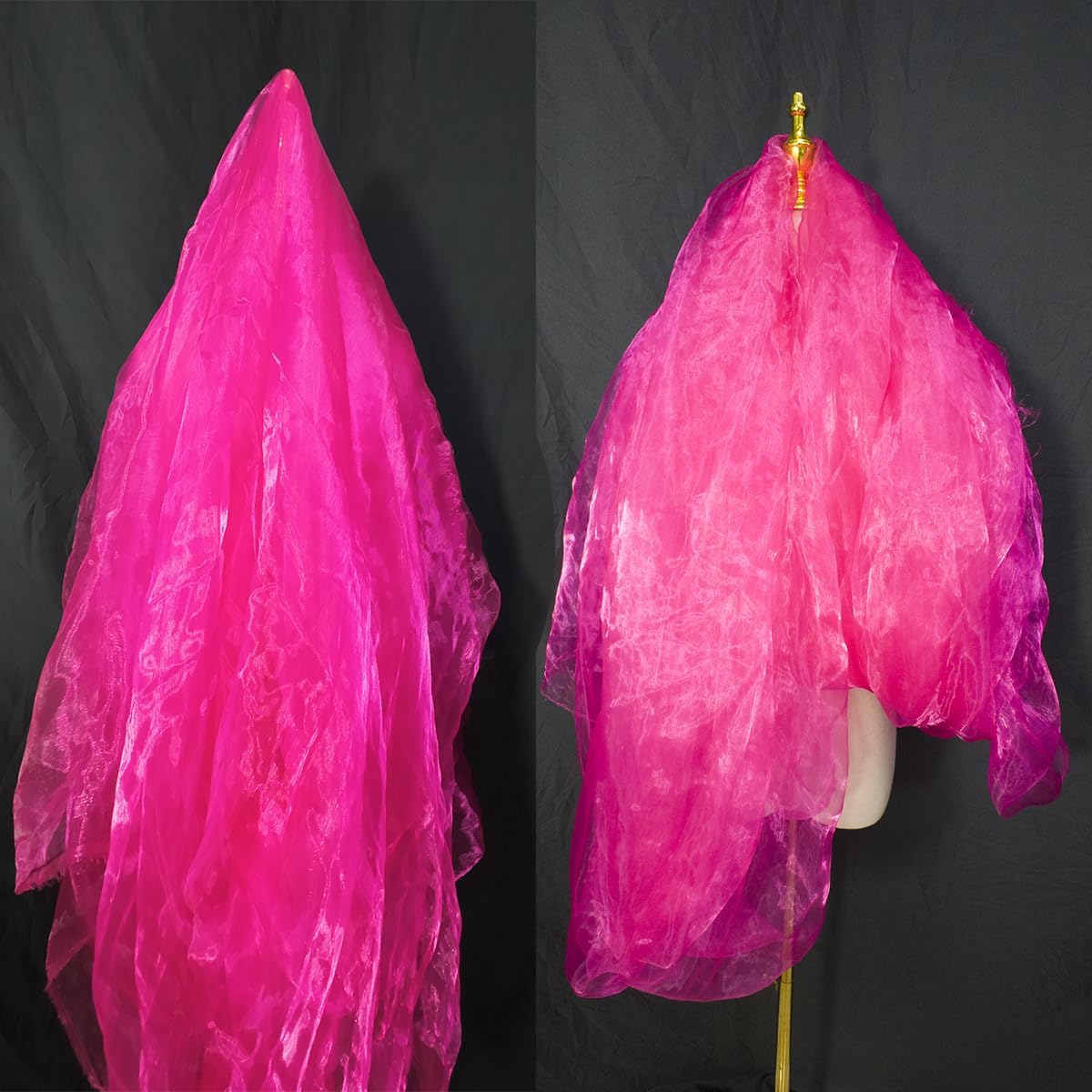 Two-Tone Iridescent Holographic Organza Fabric - 5.5 Yards by The Yard | Lightweight Sheer Tulle | for Wedding Dresses, Party Decor, DIY Crafts, Shiny Backdrops(ICY Shimmery Magenta)