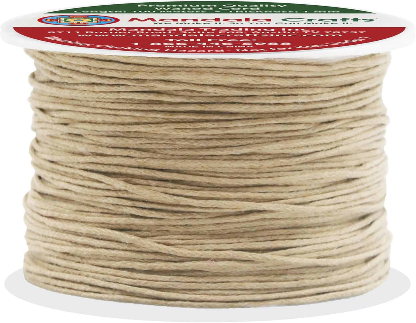 Mandala Crafts 1mm 109 Yards Natural Cotton Waxed Cord for Jewelry Making Bracelet Cord Waxed String - Beading String Thread Jewelry Cords for Necklaces String