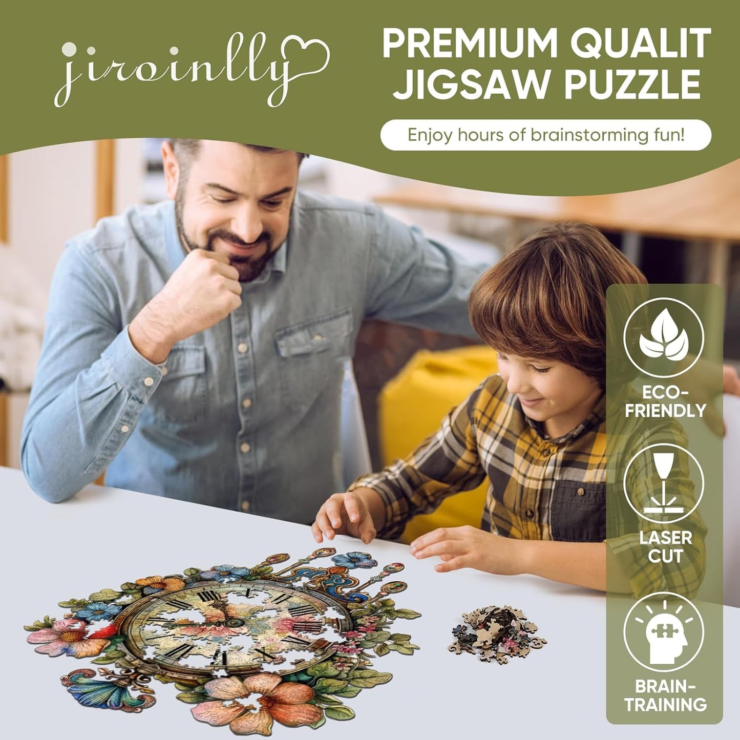 Wooden Jigsaw Puzzles, Flower Clock Wooden Puzzles for Adults 200 Pieces, Unique Shaped Wood Puzzle, Beautiful Package, Best Gift for Adults and Kids, Family Game,12.2'' x 10.6''