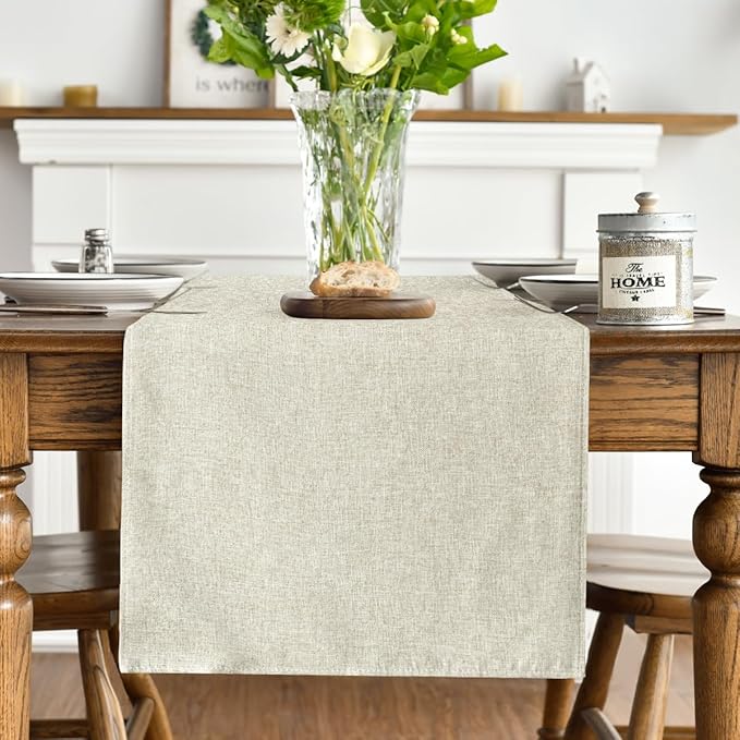 Artoid Mode Beige Table Runner, Seasonal Summer Fall Washable Kitchen Dining Table Decoration for Home Party Decor 13x90 Inch