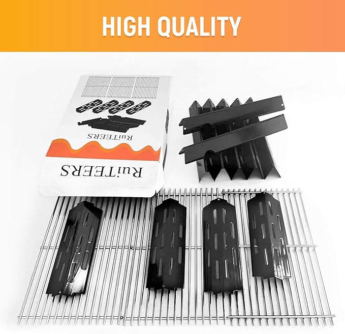 Grill Grate and Flavorizer Bars Heat Deflector Grill Parts for Weber Genesis 2 GS4 Grates 66089, 66097, 66041, 66033, 66796, Weber Genesis II E-410, E-435, S-435, SE-410, Porcelain Steel