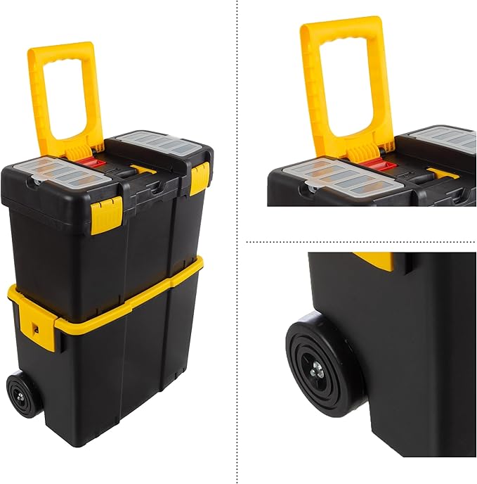 Portable Tool Box with Wheels - Stackable 2-in-1 Tool Organizers