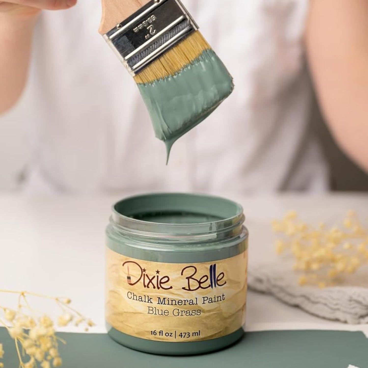 Dixie Belle Paint Company Chalk Finish Furniture Paint – Blue Grass (8oz) – Matte Chic Chalk Mineral DIY Furniture Paint