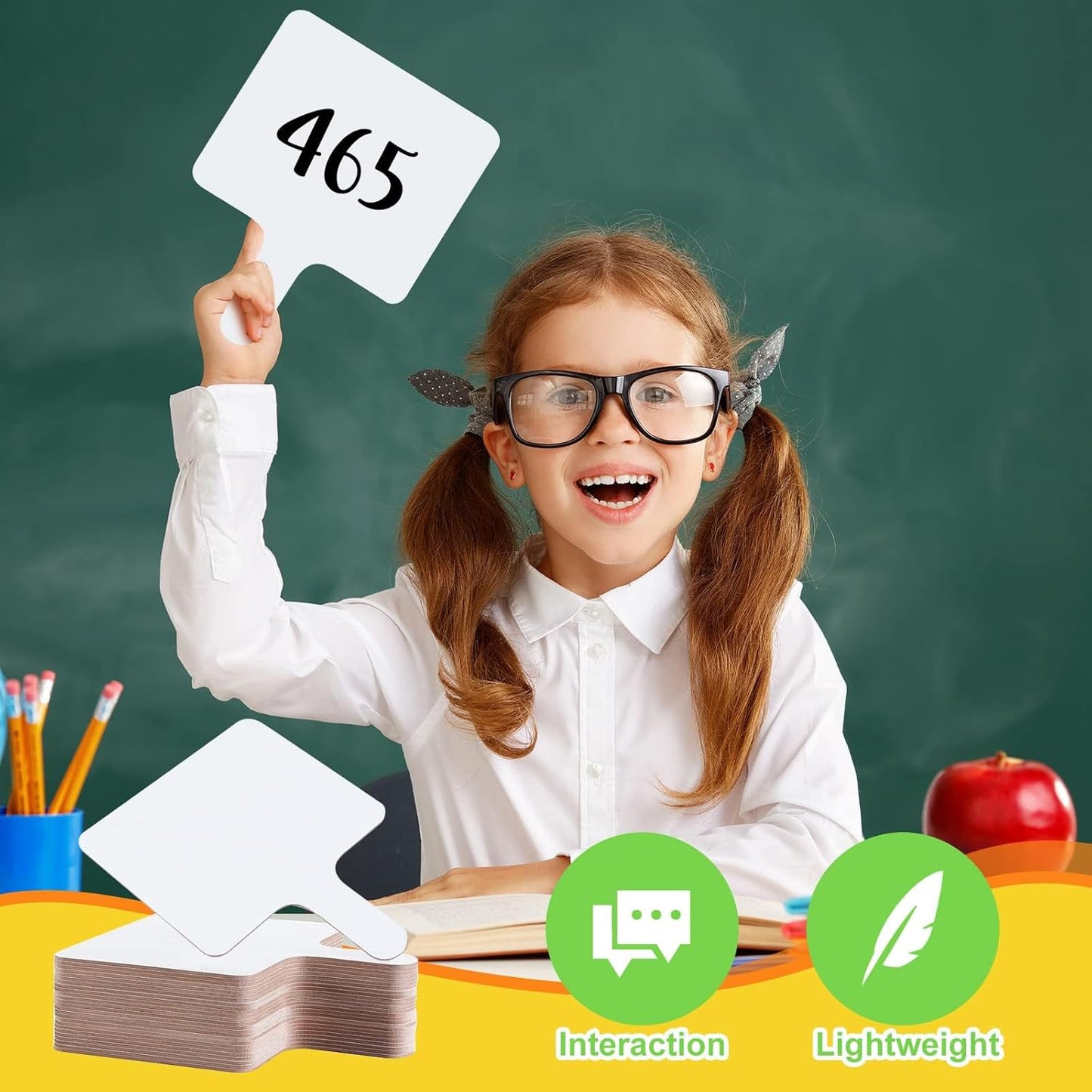 12 Pcs Dry Erase Answer Paddle 7 x 9 Inch Handheld Wooden White Board Double Sided Dry Erase Small Whiteboards for Students Classroom Games Party Auction Paddles for Bidding Meeting Voting(12)