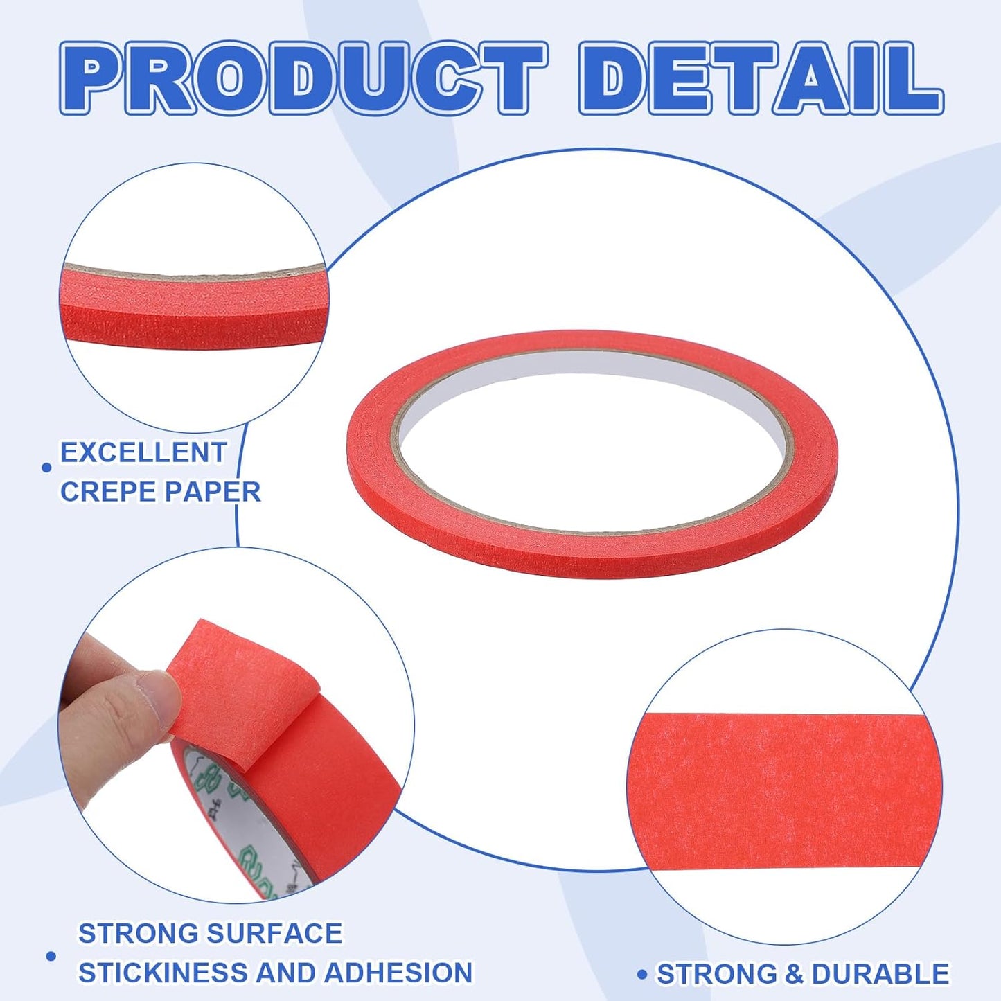 MECCANIXITY Masking Tape 0.2 Inch x 21 Yard Painter's Tape Red Paint Tapes for DIY Crafts Arts Drawing Decoration Labeling Car Painting Artist Teachers, Pack of 6