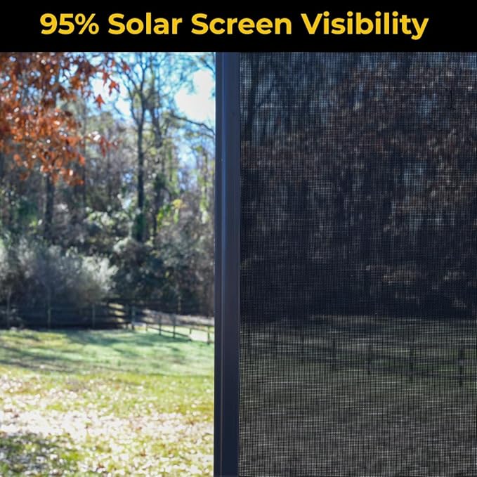 Custom Solar Screens for Windows Exterior 95% Shade - Pre-Framed Solar Window Screen Mesh - Home Improvement for Reduced Glare & Heat - UV Blocker Fabric - Fully-Assembled & Ready to Install