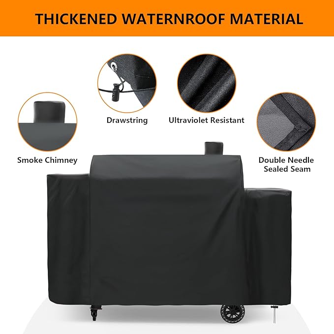 Grill Cover for Pit Boss 1100 Pro Series 1260 Triple-Function Combo Grill PB1100PSC2,PB1100PSC1,Sportsman 1230,Competition 1230CS1,Navigator 1230G Pellet Grill,Heavy Duty Waterproof Smoker Cover,Black