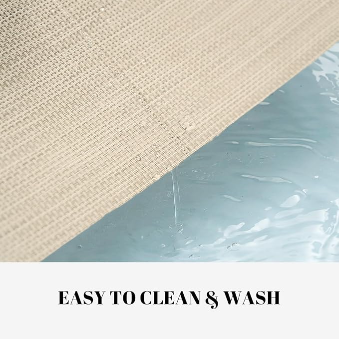 Placemats Set of 12 Vinyl/Plastic Woven Place Mats for Kitchen Table Indoor/Outdoor Washable Placemat Wipeable Dining Table Mats (Beige,12)