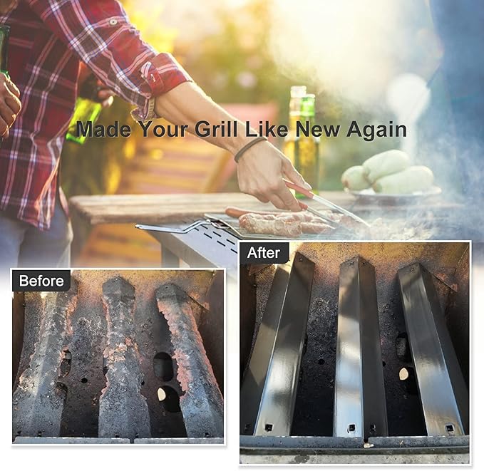 Criditpid Grill Heat Plates Shields for Chargriller 5050, 5650, 3001, 3008, 5072, King Griller 3008, 5252, 3-Pack Porcelain Steel Heat Tent Burner Cover Flame Tamers for Char griller Replacement Parts
