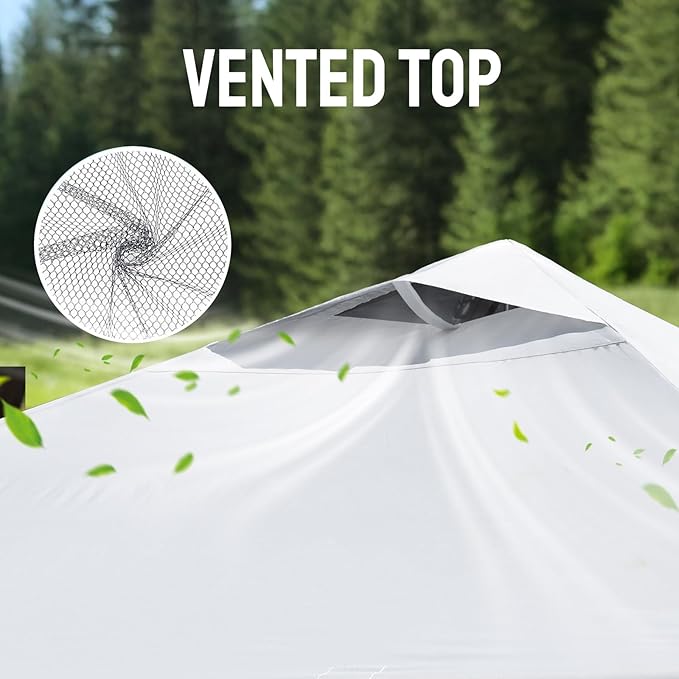CROWN SHADES Adjustable Height on The Fly, 10x10 Pop Up Canopy - Beach Tent with One Push Setup - Easy Outdoor Sun Shade for Events, Parties, Camping - Outside Shade with STO-N-Go Bag, White