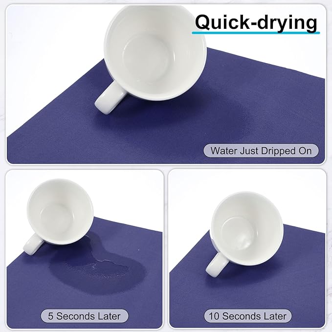 uxcell Silicone Mats for Kitchen Counter, 15.7" x 11.8" Non-Slip Countertop Protector Mat Heat Resistant Coffee Mat Waterproof Table Placemat, Dark Blue