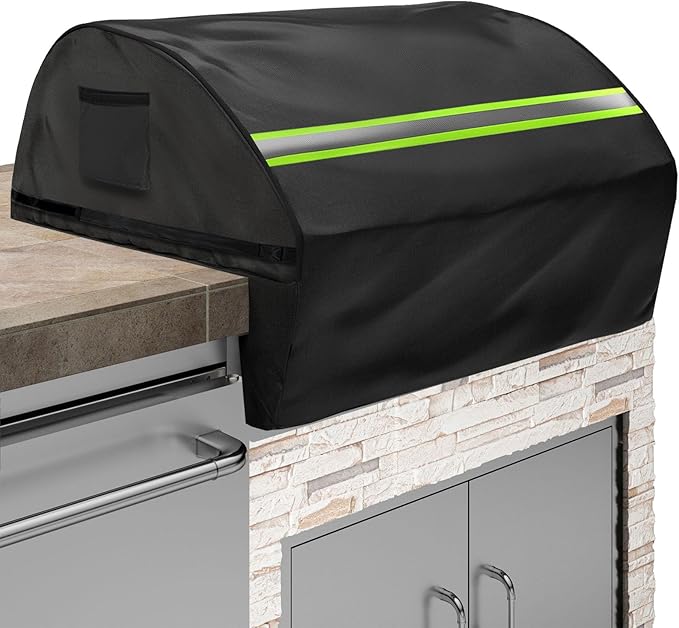 Built in Grill Cover for Blaze Premium LTE 32-Inch - Heavy Duty 600D Waterproof with Reflective Strips and Plush Lining, Universal 4-Burner Gas Grill Protector,Black