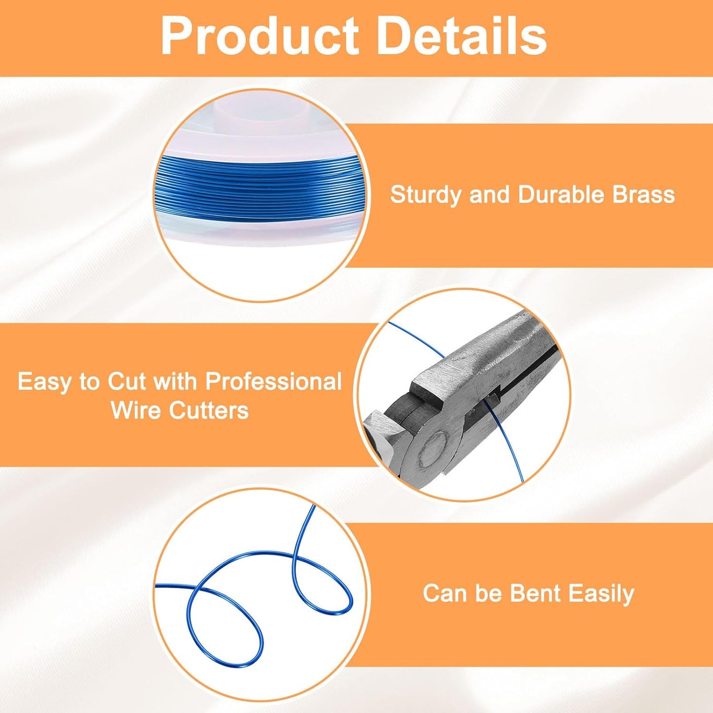 HARFINGTON 30ft Jewelry Wire, 26 Gauge (0.4mm) Brass Craft Soft Metal Tarnish Resistant Copper Beading Wire for Jewelry Making Supplies Crafting, Blue