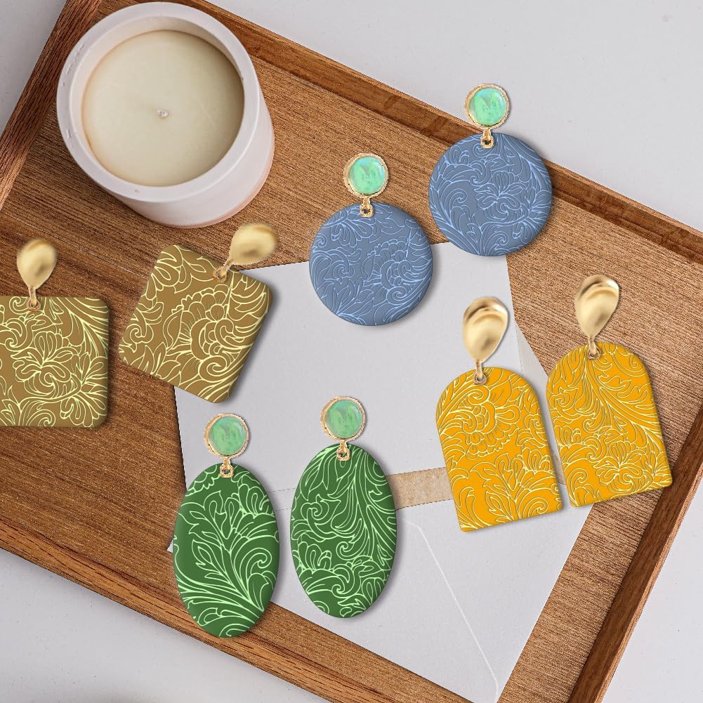 CHGCRAFT Clay Texture Mat Retro Floral Clay Texture Sheets Silicone Polymer Stamp Sheet Modeling Pattern Pad for Polymer Pattern Making Earrings Jewelry 5.5x5.5inch