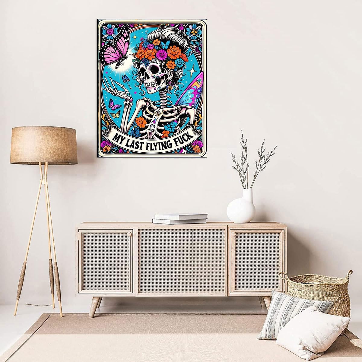 Skullhead Stamped Cross Stitch Kits - Flower Counted Cross Stitch Kits for Beginners Adults Needlepoint Cross-Stitch Patterns Butterfly Dimensions Needlecrafts Embroidery Kits Arts and Crafts