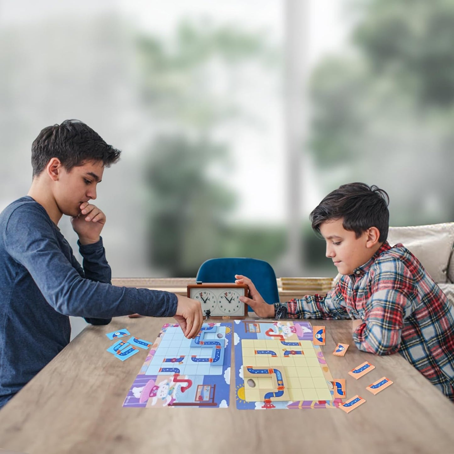 Logical Puzzle,Sequence Matching Game,with Cards（30 Scenes）,Classic Path Planning Toy,STEM Educational Toys,Family Game,Logic Labyrinth Games for Adults and Kids(2 Puzzles).