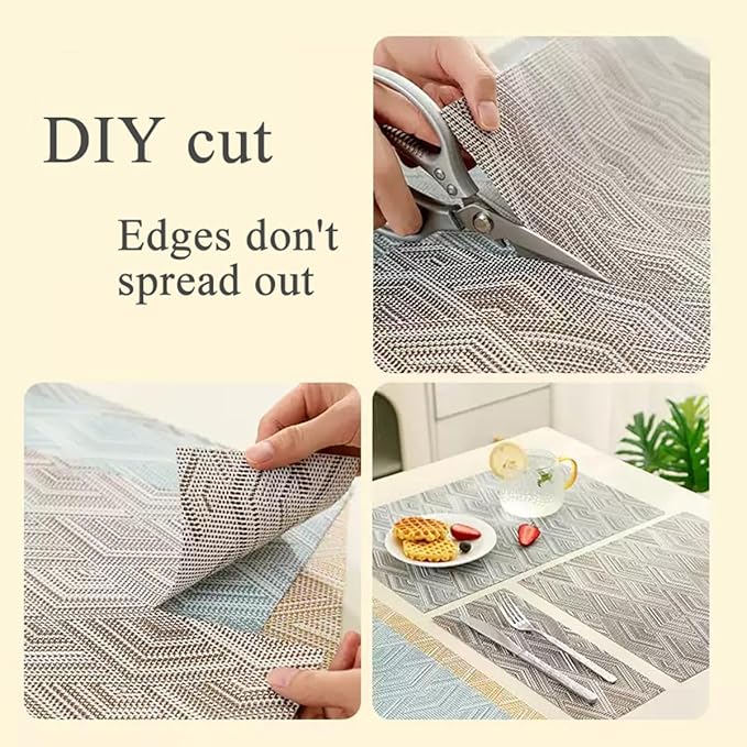 Druable Placemats Set of 6, Plastic Heat-Resistant Non-Slip Vinyl Place Mats Washable Easy to Clean 18"x12" Placemats for Indoor Outdoor Table Decor (Blue)