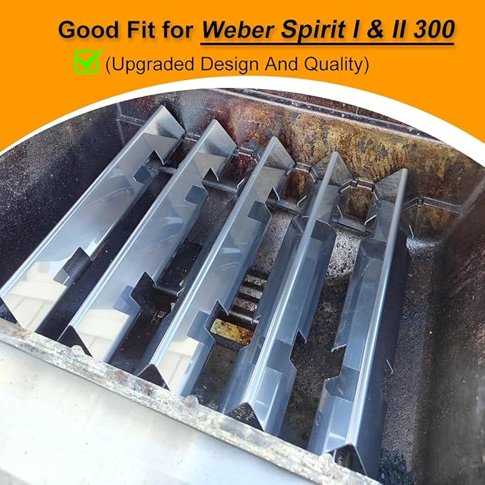 15.3 inch Flavorizer Bars for Weber Spirit I & II E310 E320 E330 S310 S320 S330 Gas Grills with Front Control Knobs, Replacement for Weber Spirit Grill Parts 7636, Stainless Steel, 5 PCS