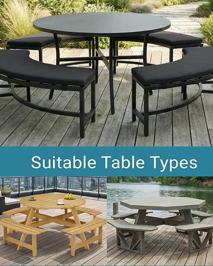 90"D Outdoor Patio Furniture Covers Waterproof Picnic Table Cover Round Patio Table Cover Fits 8-Sided Octagon Tables 420D Material