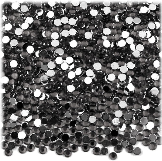 The Crafts Outlet 1,440pc Flatback Acrylic Rhinestones Round 3mm (10ss) Charcoal Gray