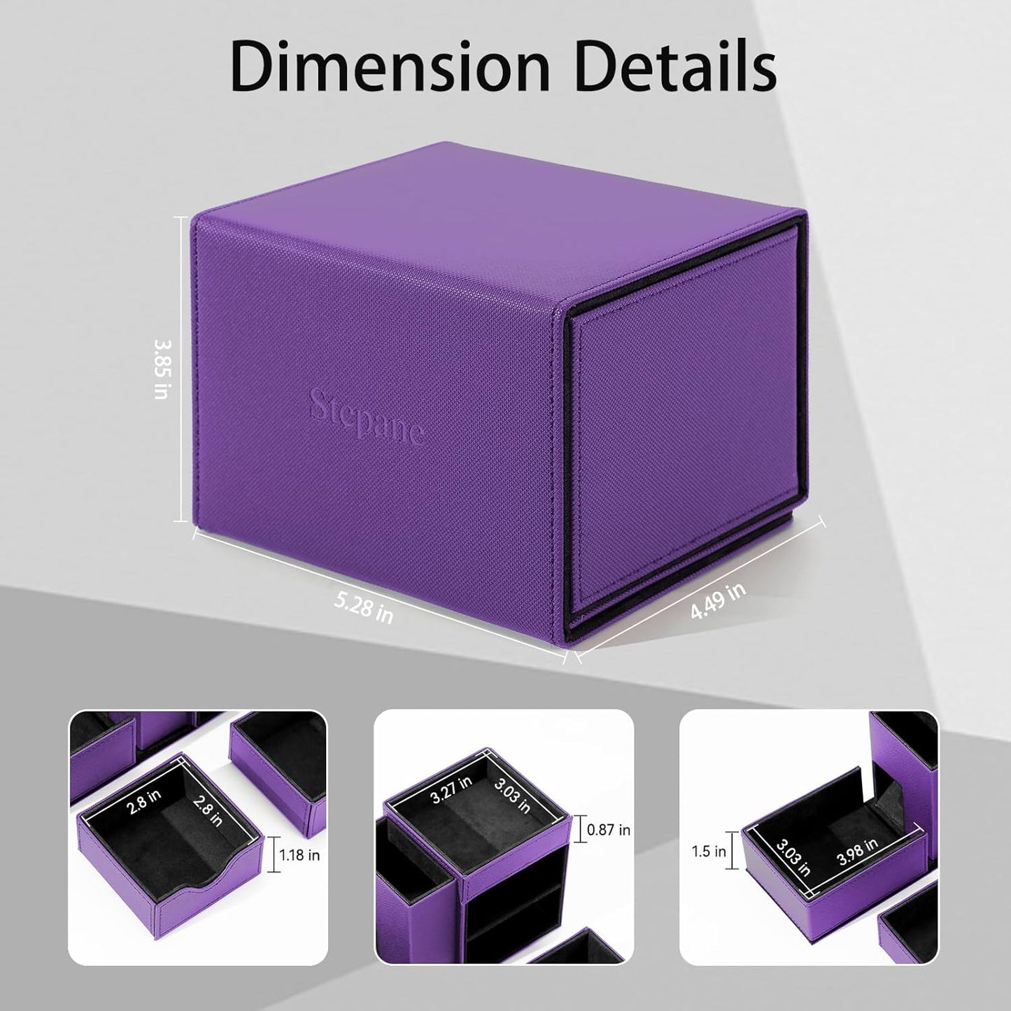 Dice Tower & Dice Tray Storage Box, 3 in 1 Dice Holder Case (Rolling Tower Storage Drawers, Dice Rolling Tray), Leather Magnetic Closure DND Accessories Gifts for RPG MTG, Violet/Black