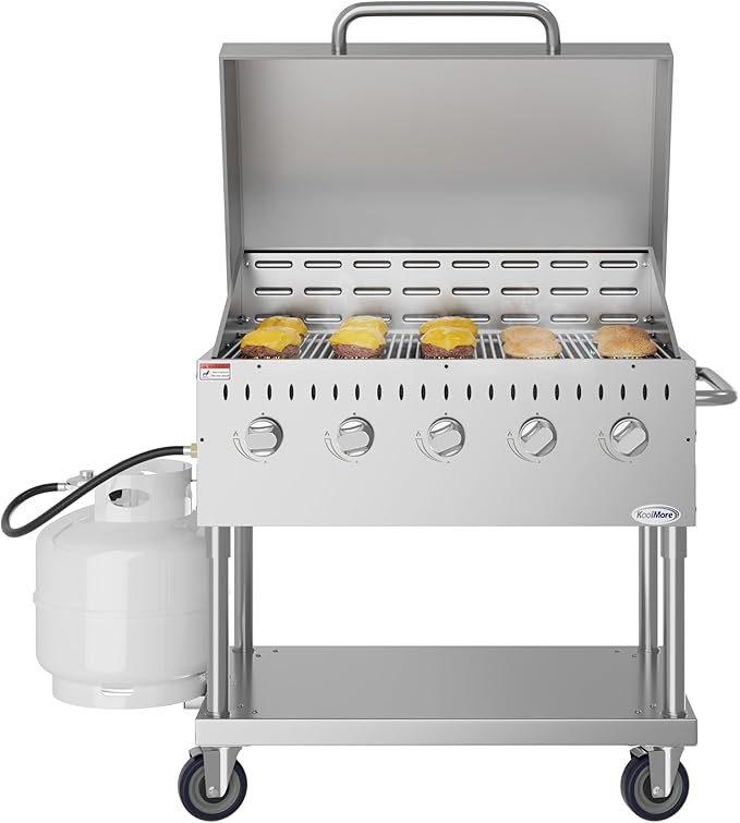36 in. Commercial Outdoor Propane Gas Grill With Roll Dome Cover in Stainless-Steel (CGKIT3-36D)