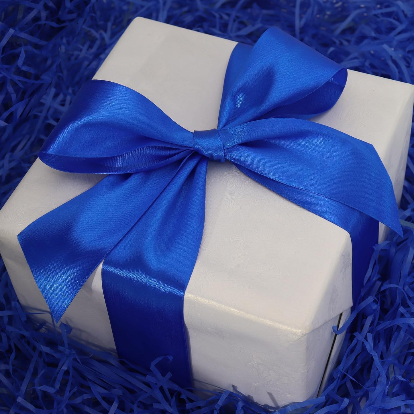 Blue Solid Satin Ribbon 2 Inch 25 Yards Solid Polyester Fabric Ribbon for Gift Wrapping Wedding Christmas Baby Shower Birthday Party Decoration Handmade Immortal Flower Craft