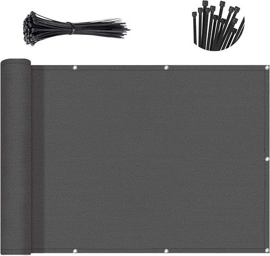 Sunny Guard Customized 3.3'x15' Drak Grey Balcony Privacy Screen,180 GSM Apartments Railing Fence Cover,Heavy Duty Mesh Windscreen for Deck,Outdoor,Backyard,Patio
