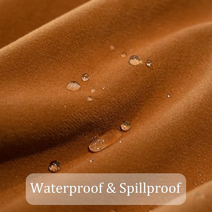 Retro Velvet Tablecloth 60 x 84 Inches, Waterproof Washable Rectangle Table Cloth, Durable Farmhouse Table Cover for Fall Dining Wedding Party Buffet Thanksgiving - Caramel